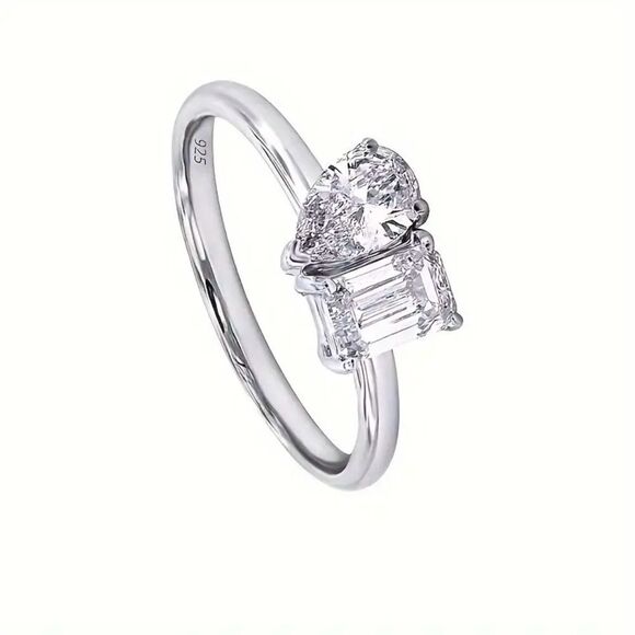 2 CT Ethical Lab Grown Moissanite Diamond Ring 18 KT White Gold Plated. 6. NEW. - Picture 2 of 5